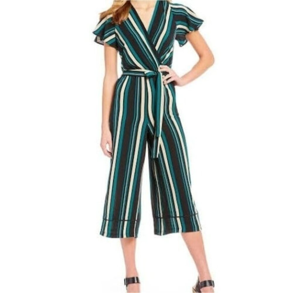NEW As U Wish Jumpsuit Juniors Size XL Green White‎ Black New with Tags